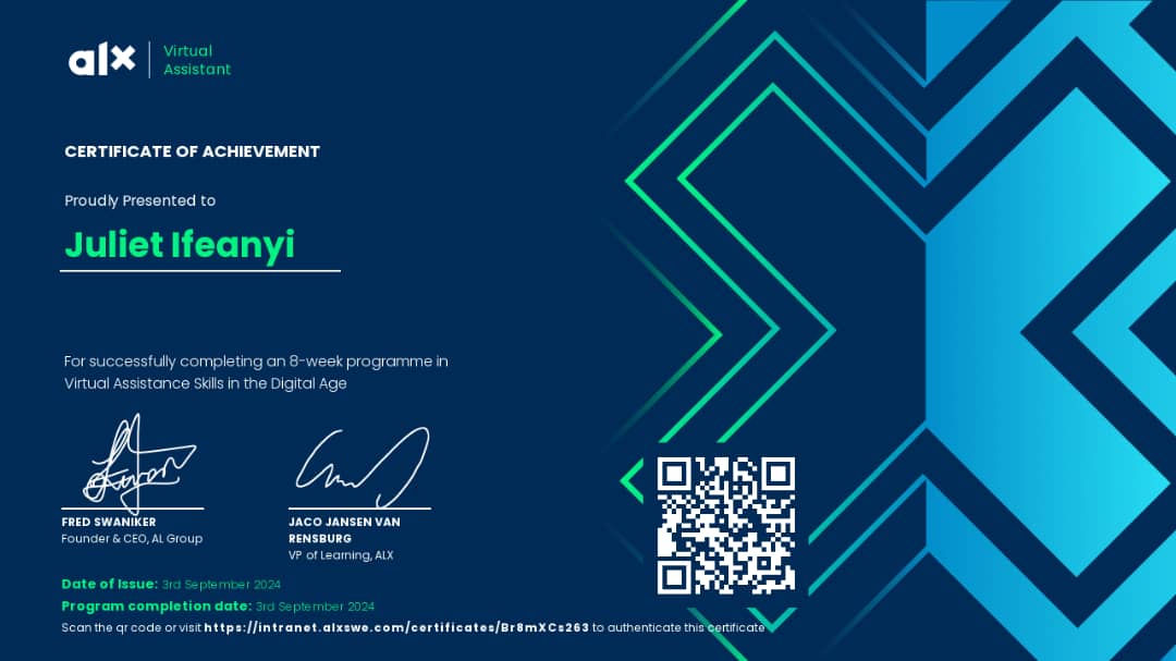 Certified Virtual Assistant — ALX Africa