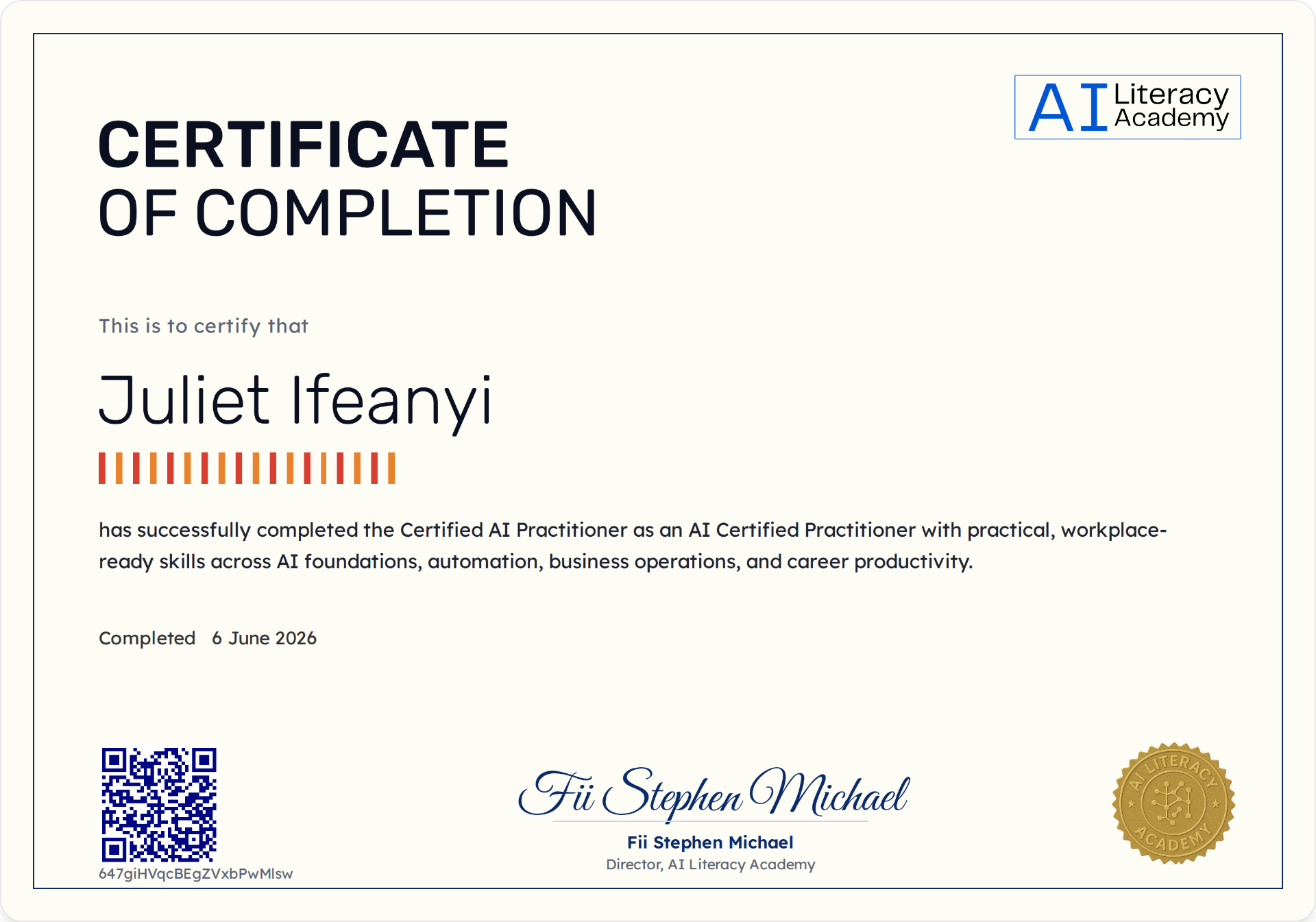 Generative AI Practitioner — AI Literacy Academy · Cohort 6